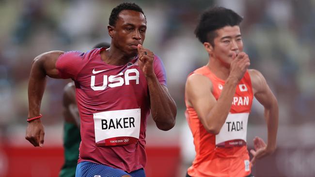 Ronnie Baker and Shuhei Tada in the 100m heats. Picture: Getty Images