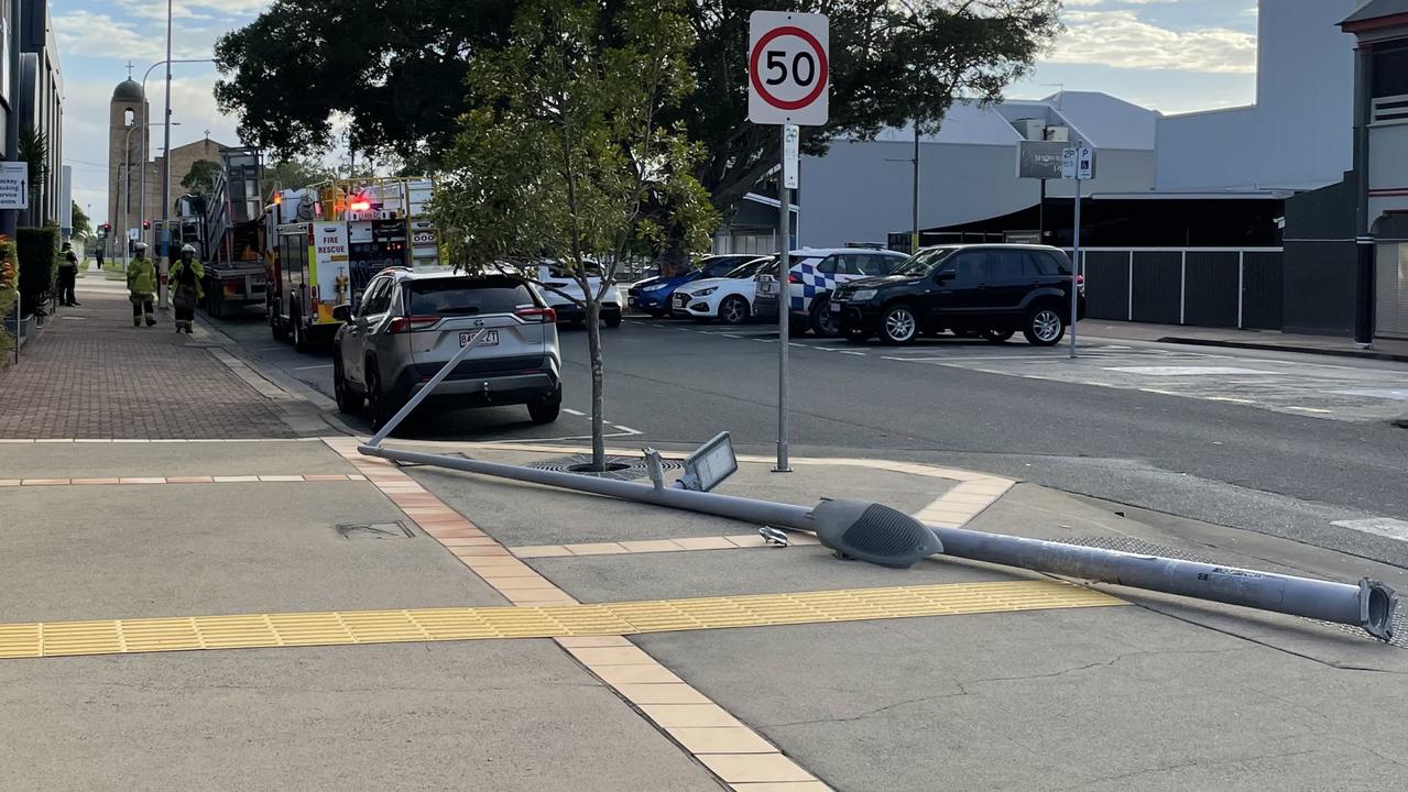 Fears of live wires after truck smashes CBD fixture