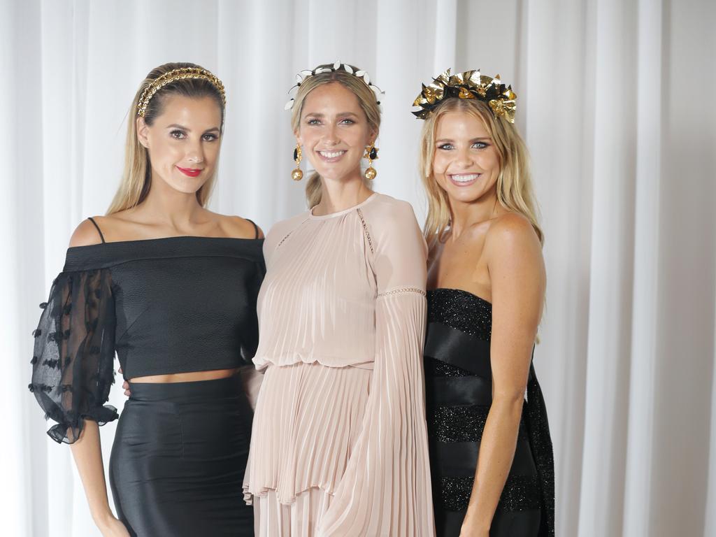 Laura Dundovic, Nikki Phillips and Tegan Martin at the Longines Golden Slipper Day held at the Rosehill Gardens. Picture: Christian Gilles