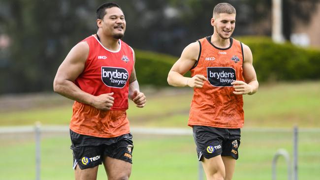 Adam Doueihi and Joey Leilua are now teammates at Wests Tigers.