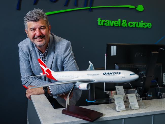 Chief executive of Phil Hoffmann Travel, Peter Williams, confident about overseas travel opening up, on September 16th, 2021, at his Glenelg office.Picture: Tom Huntley