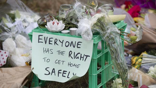 A sign where tributes are being laid for Aiia. Picture: AAP