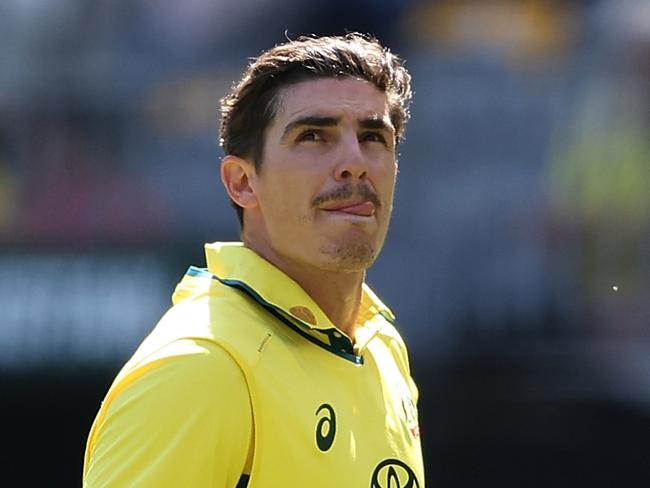 PERTH, AUSTRALIA - NOVEMBER 10: Sean Abbott of Australia walks from the field after being dismissed during game three of the Men's ODI series between Australia and Pakistan at Perth Stadium on November 10, 2024 in Perth, Australia. (Photo by Paul Kane/Getty Images)