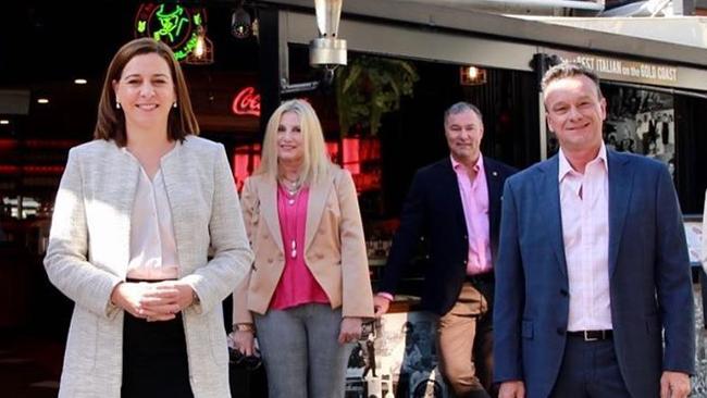 Queensland Opposition Leader Deb Frecklington visits Costa D'Oro Italian Restaurant &amp; Pizzeria in Surfers Paradise on Tuesday. Picture: Facebook/Deb Frecklington