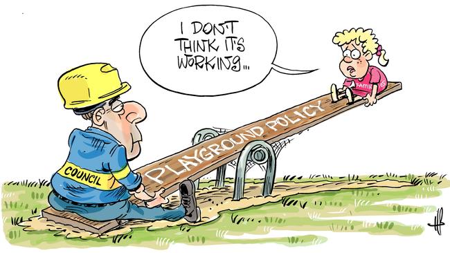 Cartoonist Harry Bruce takes a look at the Mackay Regional Council's parks policy after a resident raised questions over public consultation. Picture: Harry Bruce