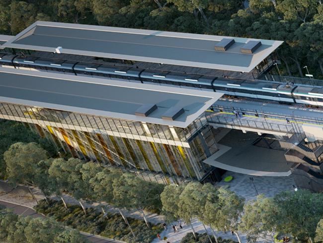 Aerial view of the planned Kellyville Station. Picture: Transport for NSW