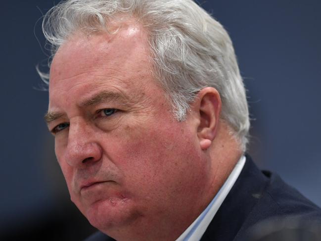 Peter Fray during a Parliamentary Joint Committee on Intelligence and Security (PJCIS) Freedom of the Press inquiry in Sydney in 2019. Picture: Joel Carrett