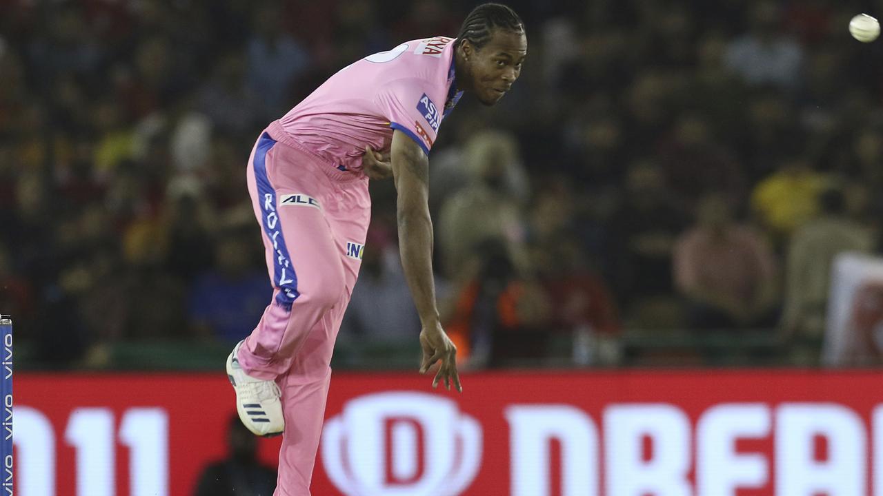 Jofra Archer in action for the Rajasthan Royals in the IPL.