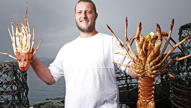 Skipper of Ambrydacra, Bryce Way has been selling Crayfish from Margate Wharf to locals. Picture: Zak Simmonds