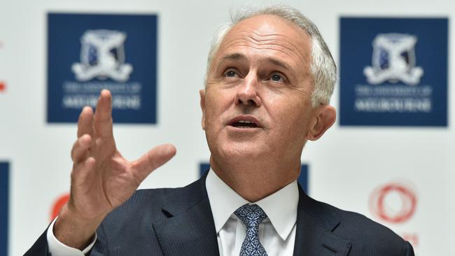 Australian Prime Minister Malcolm Turnbull speaks at a press conference announcing the expansion of Melbourne University's BIO21 Molecular Science and Biotechnology Institute in Melbourne, Monday, March 7, 2016. (AAP Image/Julian Smith) NO ARCHIVING