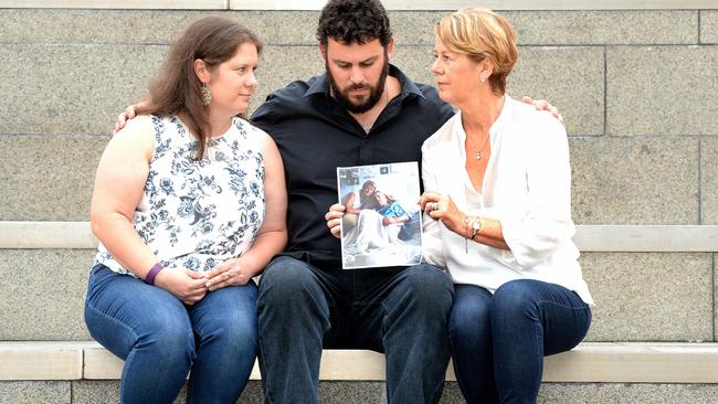 Kerry, Clive and Barb Spriggs are upset about Oakden Mental Health Services following the treatment of their father, Bob Spriggs. Picture: Greg Higgs