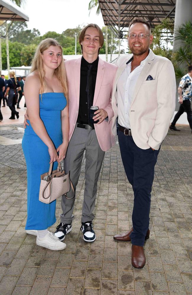 Haylee Spedding, Josh and Jeremy Smith at Melbourne Cup Race Day, Caloundra. Picture: Patrick Woods.