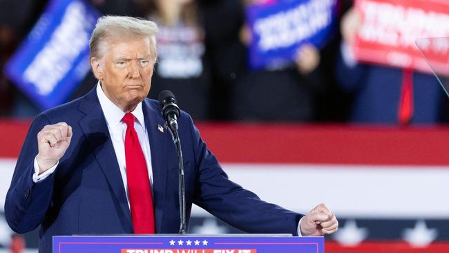 Former US President and Republican presidential candidate Donald Trump speaks during a campaign rally at the J.S. Dorton Arena in Raleigh, North Carolina, on November 4, 2024. Picture: AFP