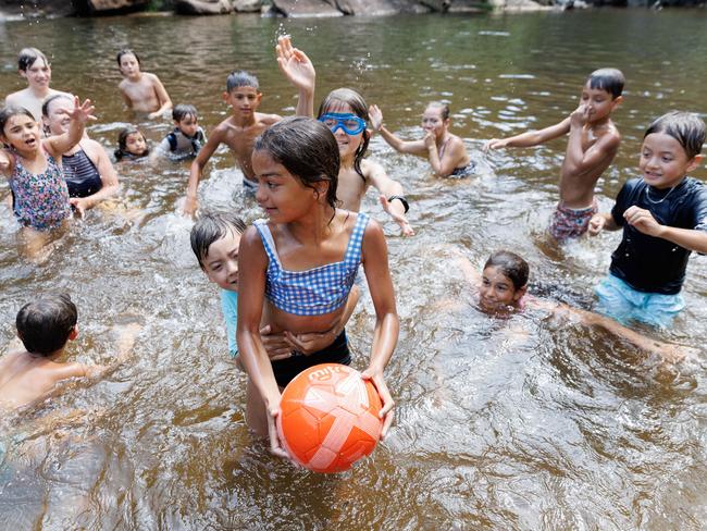 The Jelly Bean Pool at Glenbrook in the Blue Mountains was a hit with locals on Friday. Picture: David Swift