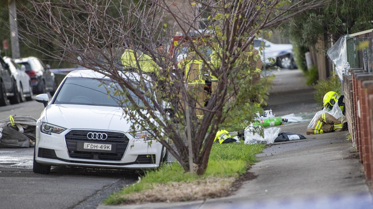 The quiet suburban street was littered with firefighting equipment on Wednesday morning. Picture: NewsWire / Jeremy Piper