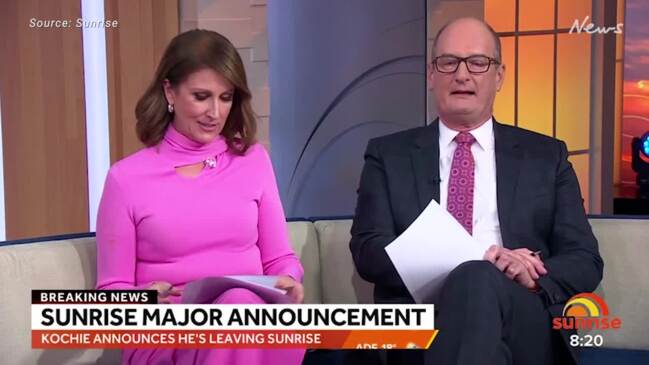 Natalie Barr reacts as David Koch announces departure