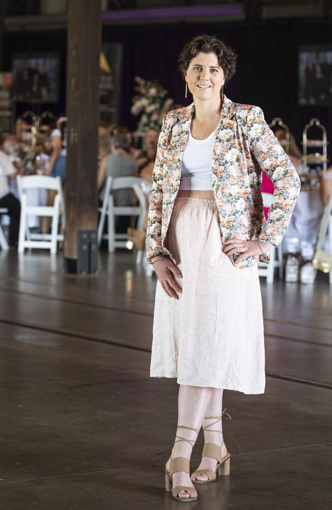 Cancer survivor Natasha Bamberry was the guest speaker at the Pink High Tea for Toowoomba Hospital Foundation at The Goods Shed, Saturday, October 12, 2024. Picture: Kevin Farmer