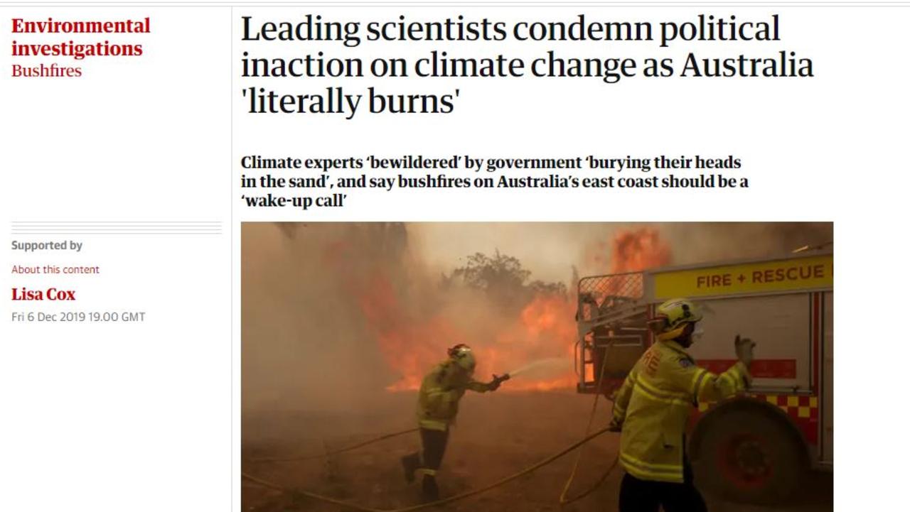 The Guardian has reported Australia is 'literally' burning.