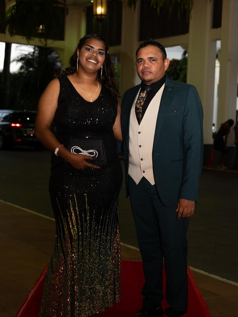 Charlize Ambryum and Anton Sands arrive at the Pullman International for the Djarrugun College formal. Picture: Emily Barker.