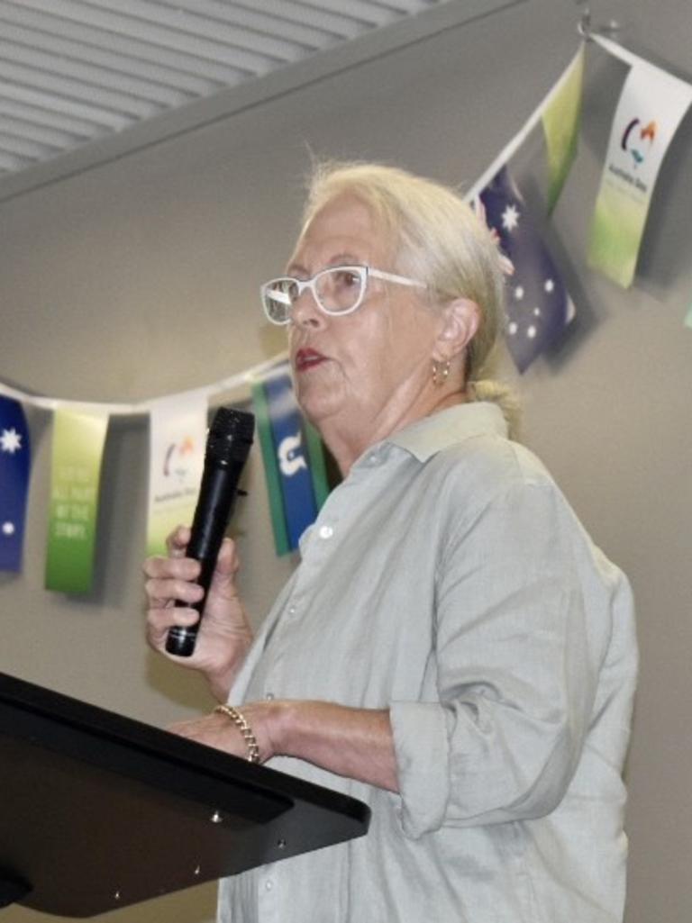 Byron Shire's 2020 Citizen of the Year Helen Hamilton addressed the community gathering at the Cavanbah centre for the 2021 awards.