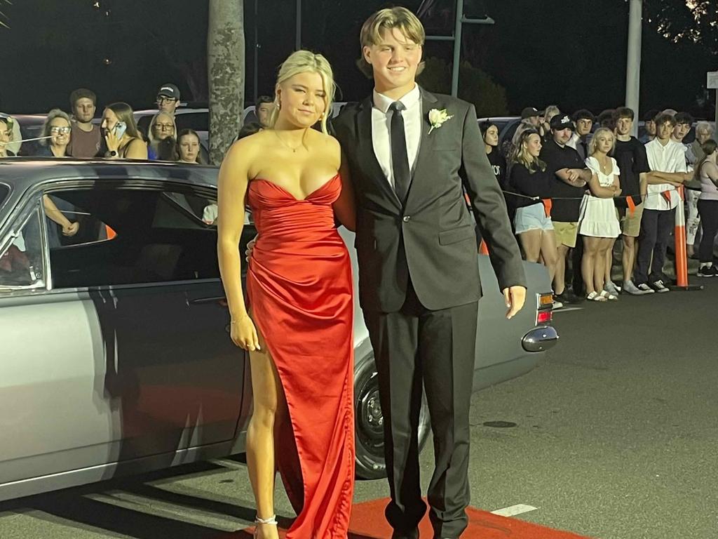 Students on the red carpet of the 2023 Xavier College School Formal at the Hervey Bay Boat Club