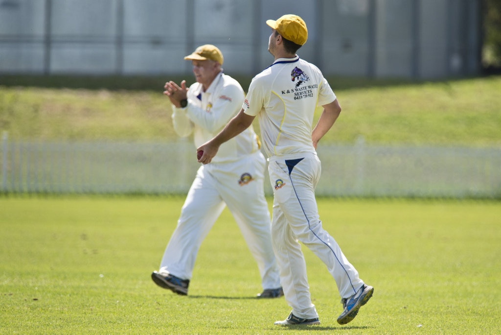 Jace Hudson takes a catch for Northern Brothers Diggers to remove Dean Sullivan of University in round eight A grade Toowoomba Cricket at Rockville Oval, Saturday, March 7, 2020. Picture: Kevin Farmer