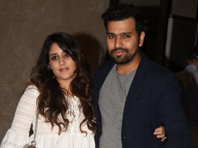 Cricketer Rohit Sharma with wife Ritika. Picture: Prodip Guha/Hindustan Times via Getty Images