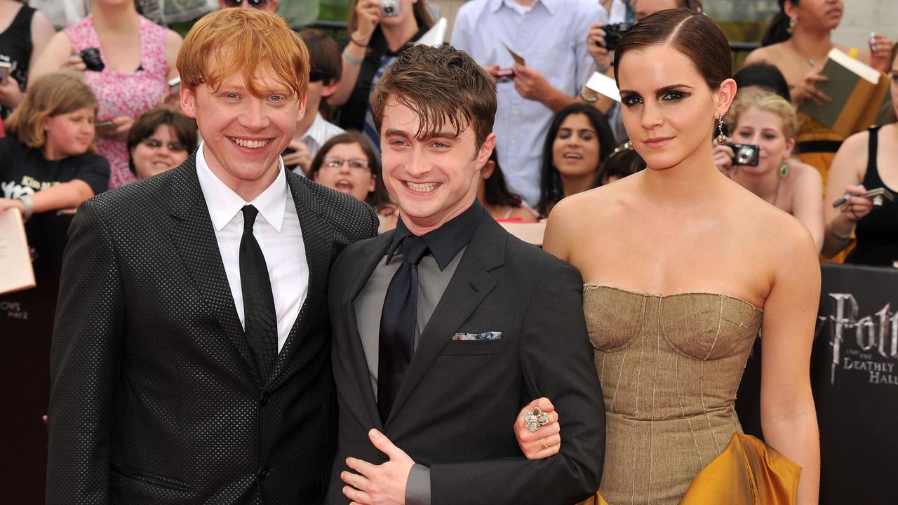 X users were quick to speculate that Rowling’s tweets were about Rupert Grint, Danielle Radcliffe and Emma Watson. Picture: Stephen Lovekin/Getty Images