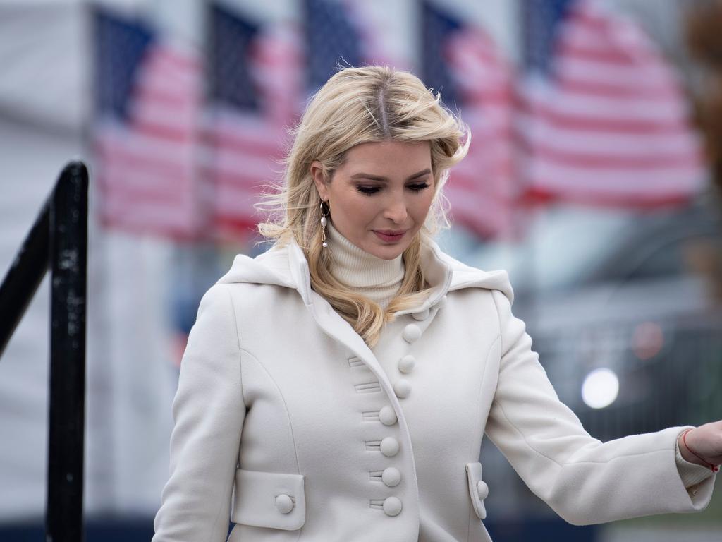 Ivanka Trump arrives to introduce her father in Michigan. Picture: Brendan Smialowski/AFP