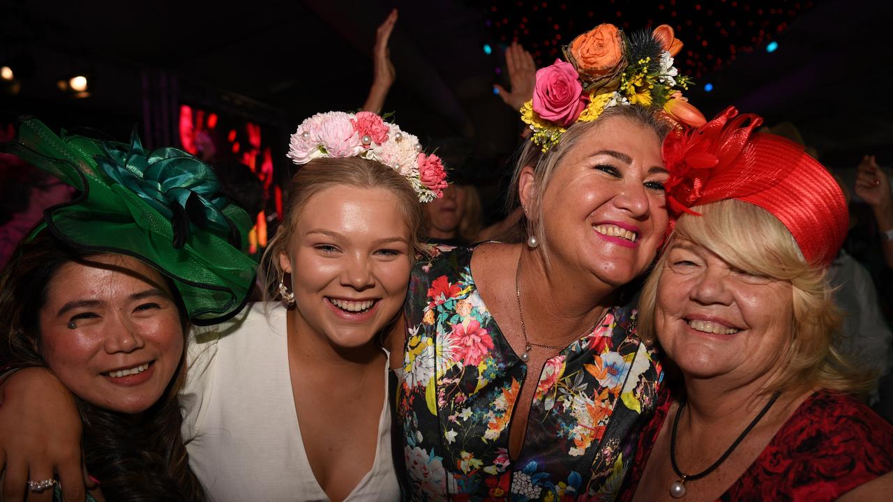 Aneli Sparrow, Tori Christiansen, Trudy Arrigo and Estelle Cornell at Darwin Ladies Day. Picture: (A)manda Parkinson