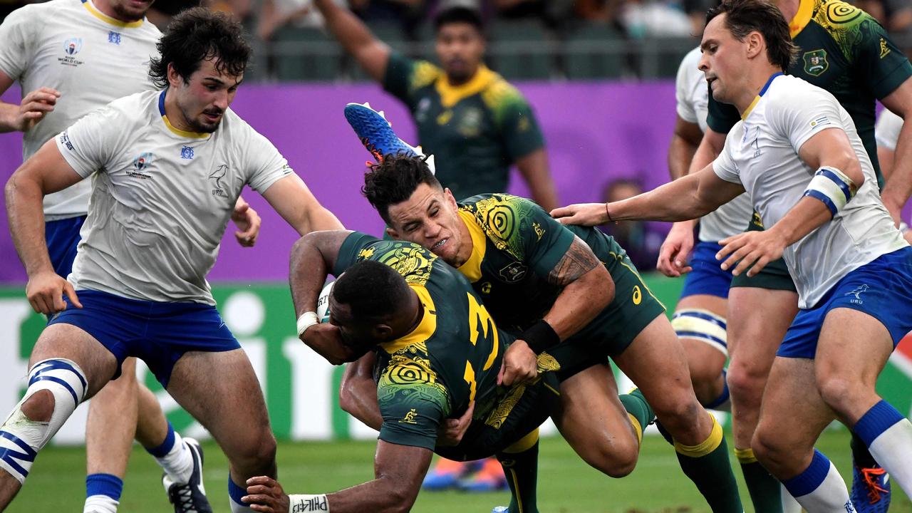 Australia centre Tevita Kuridrani carries the ball during the Rugby World Cup.