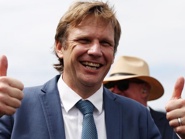 SYDNEY, AUSTRALIA - MARCH 08: Trainer Bjorn Baker celebrates after Rachel King riding Little Baia win Race 5ÃÂ Mostyncopper Aspiration Quality during Sydney Racing at Royal Randwick Racecourse on March 08, 2025 in Sydney, Australia. (Photo by Jeremy Ng/Getty Images)