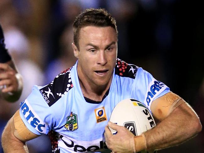 James Maloney of the Sharks scores a try during the Cronulla Sharks v North Queensland Cowboys NRL round 11  game at Southern Cross Group Stadium, Cronulla. pic Mark Evans
