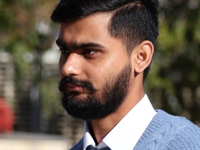 Former Australia Post delivery driver Harjeet Singh arrives at the ACT Supreme Court on June 28, 2024, to be sentenced over his role in a major phone scam. Picture: Blake Foden