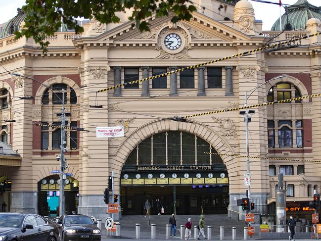 Flinders Street Station is almost empty during peak hour. Picture: Sarah Matray