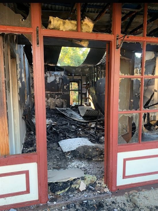 Damage inside one of the shops. Picture: Kitty Barr