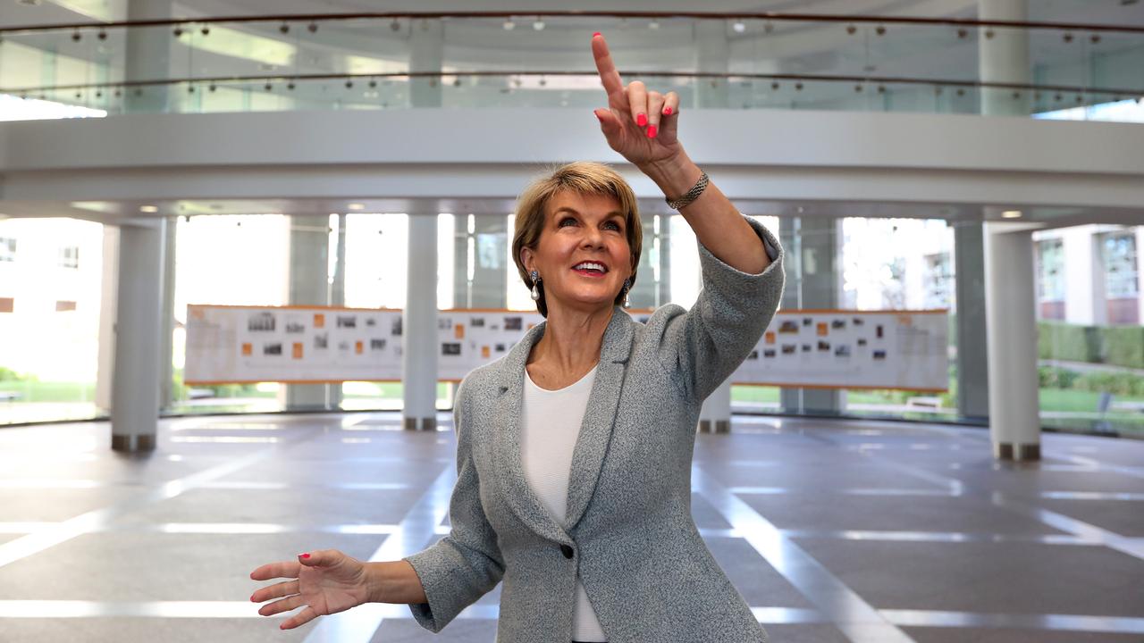 Julie Bishop pictured departing the Department of Foreign Affairs and Trade building in Canberra. Picture: Kym Smith