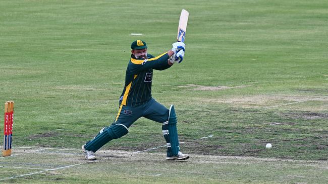 Meredith's Tyler Dittloff hit 78 in the T20 grand final. Picture: Wes Cusworth.