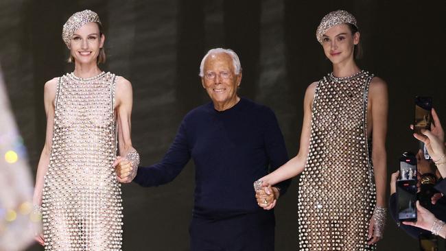 Italian designer Giorgio Armani at his fashion show in Paris in June. Picture: AFP