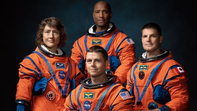 The crew of NASA’s Artemis II mission (left to right): NASA astronauts Christina Hammock Koch, Reid Wiseman (seated), Victor Glover, and Canadian Space Agency astronaut Jeremy Hansen. Picture: NASA