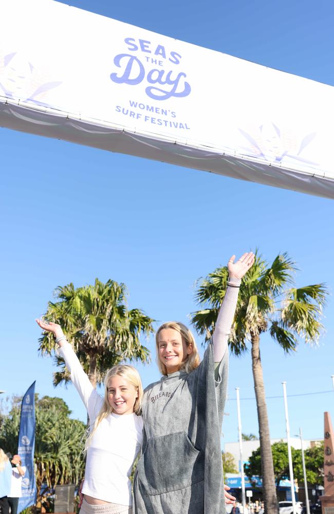 Sage Fleming and Ella Craike at Seas The Day Womens Surf Festival at Kingscliff for Gold Coast at Large. Picture, Portia Large.
