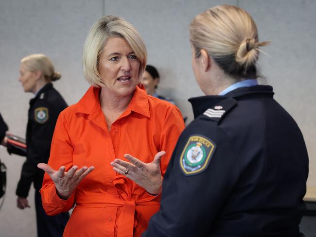 NSW Police Minister Yasmin Catley discussing the new laws with police officers.