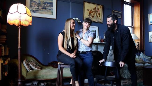 George Livissianis with Gabi and Rosa Hollows. Picture: James Croucher