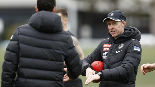 Collingwood coach Craig McRae has challenged teams to stay with the Pies. Picture: Darrian Traynor/Getty Images