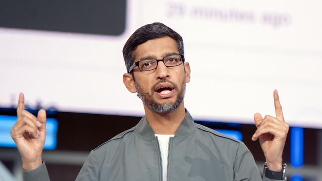 Google CEO Sundar Pichai releases the Pixel 3a phone. Picture: AFP 