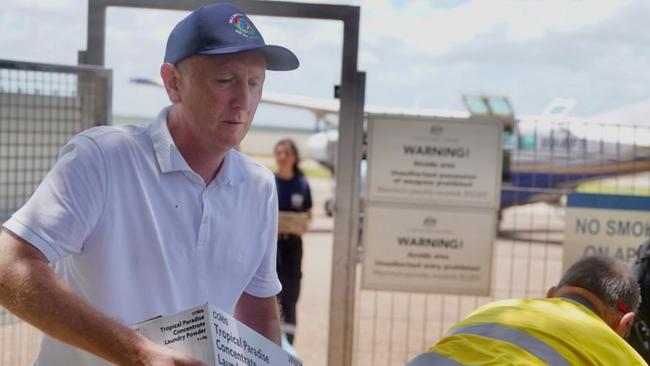 Science Minister Stephen Dawson during the flooding in Fitzroy Crossing in early 2023. Picture: Supplied