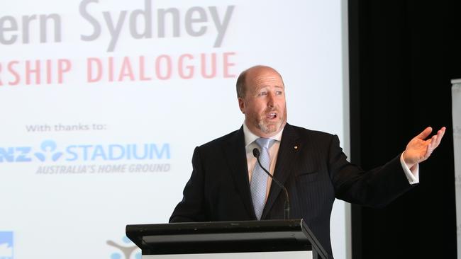 Western Sydney Leadership Dialogue chairman Christopher Brown, pictured at a 2015 dialogue meeting, said: “I think we can move quickly to (north south rail line) development.” Picture: Richard Dobson