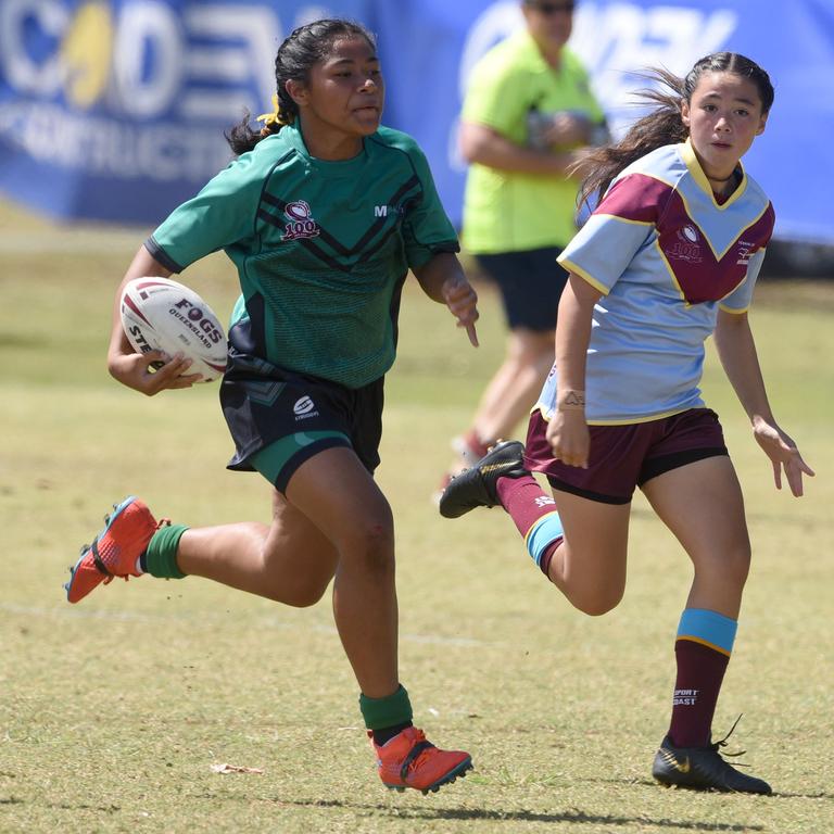 Under-12 girls' state league titles at Burleigh juniors fields Met North V South Coast. Met North's Nyeema Tuua. (Photo/Steve Holland)