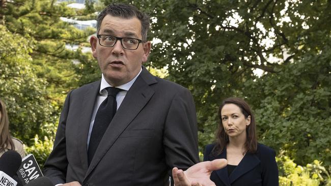 Victorian Premier Daniel Andrews has shed his earlier bullish bunker demeanour, his tone shifting to one of quiet reticence. Picture: NCA NewsWire / Luis Enrique Ascui