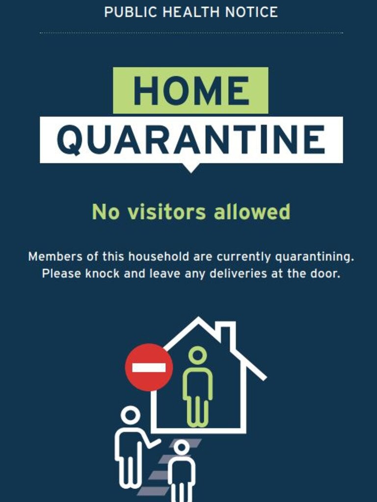 Tasmania Home Quarantine sign.